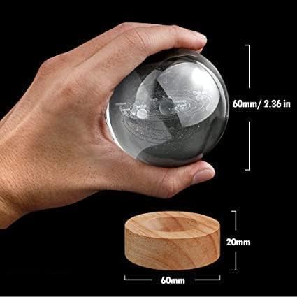 1 Crystal Ball Night Light, Glass Ball with Wooden Stand,