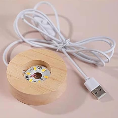 1 Crystal Ball Night Light, Glass Ball with Wooden Stand,