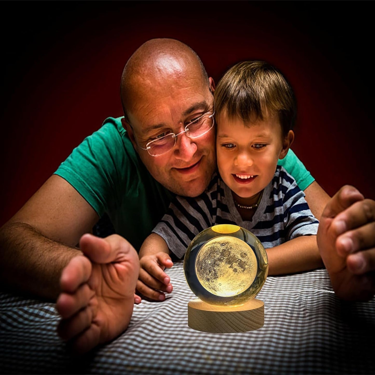 1 Crystal Ball Night Light, Glass Ball with Wooden Stand,