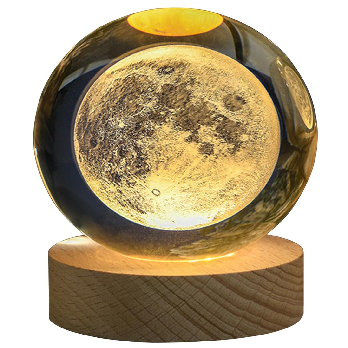1 Crystal Ball Night Light, Glass Ball with Wooden Stand,