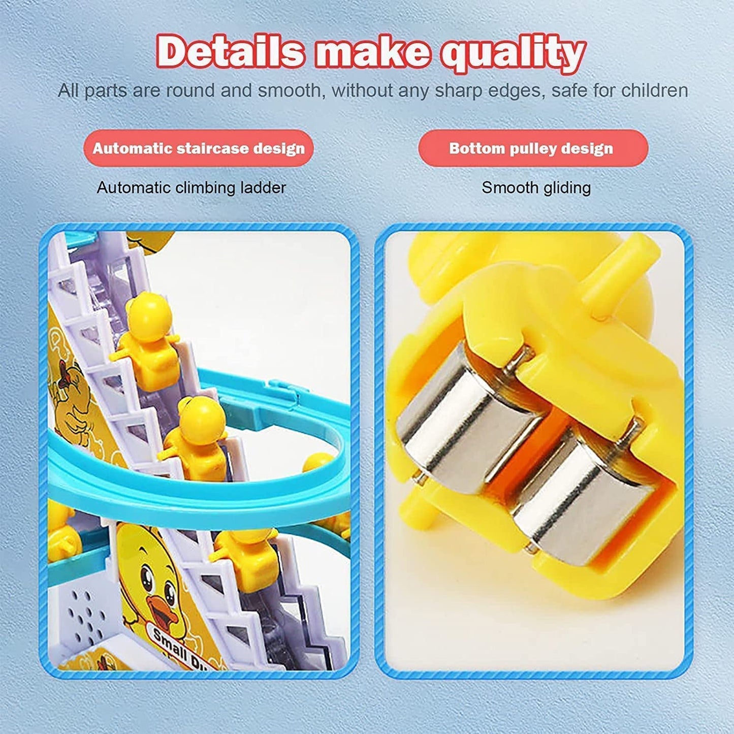 Small Duck Track Toys for Kids -Stair Climbing ,Escalator Toy with Lights and Music