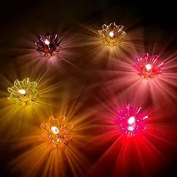 12 Multicolour Diyas Colourful 3D Reflection