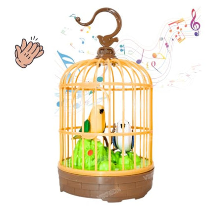 Beautiful Bird Pet in Hanging Cage with Music Singing Moving Chirping