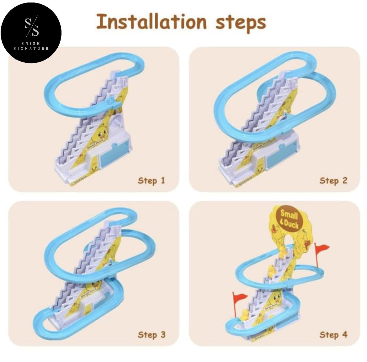 Small Duck Track Toys for Kids -Stair Climbing ,Escalator Toy with Lights and Music