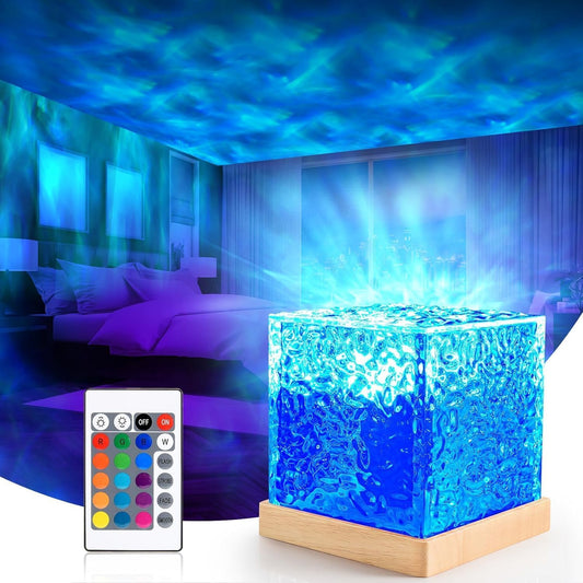 Crystal Table Lamp Ocean Wave Water Projector 3D Night Lamp