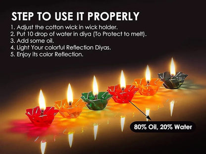 12 Multicolour  Diyas Colourful 3D Reflection