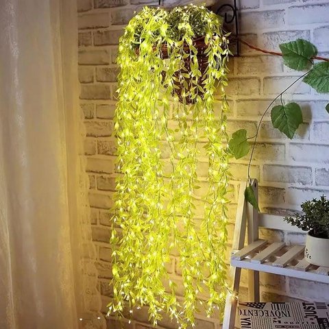 Green Leaf Artificial Curtain LED String Light, 200 LEDs, 8 Modes, Remote Control