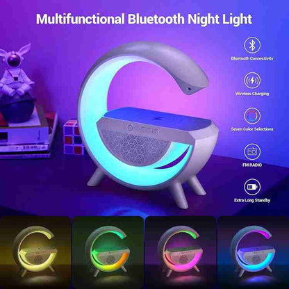 G Shape Table Lamp RGB Bluetooth Speaker with 15w Wireless Charger,