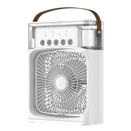Portable Air Conditioner Fan, 500 ml Water Tank USB Personal Cooler, Mini Humidifier Fan with 7 Colors LED Light